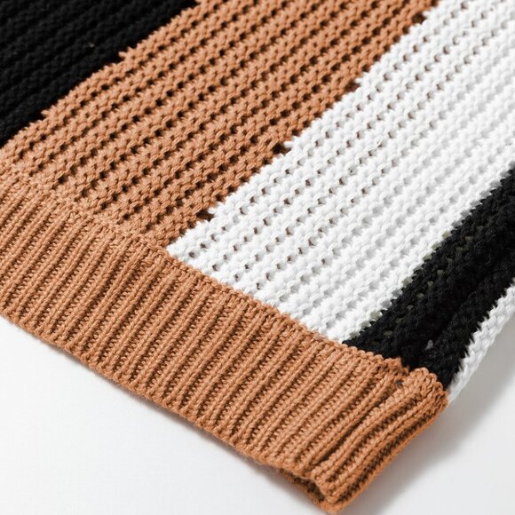 🧶 Khaki Colorblock Striped Knit Sweater Vest – Size L & XL - Picture 7 of 7